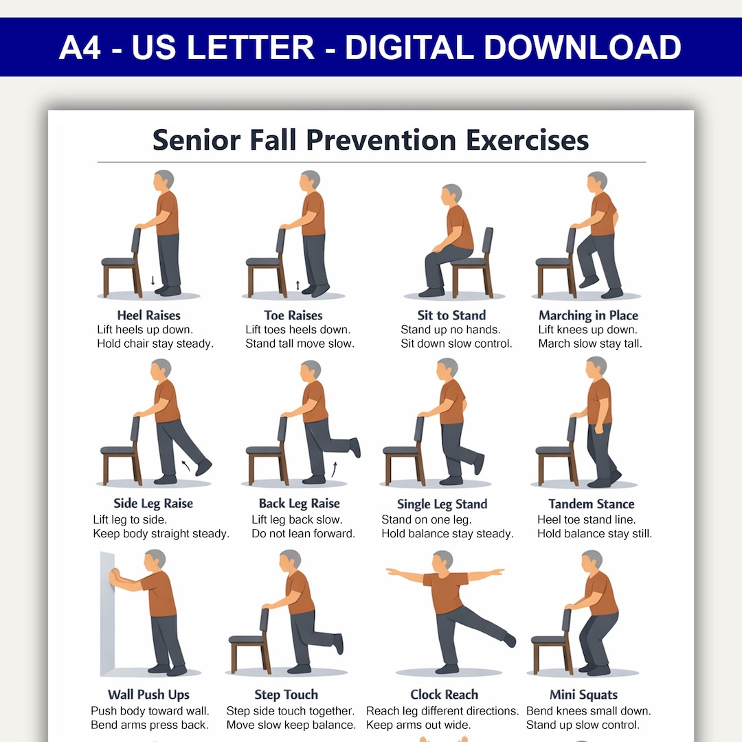 Fall Back Exercise Senior Fall Prevention Exercises, Printable Exercise for Seniors ...