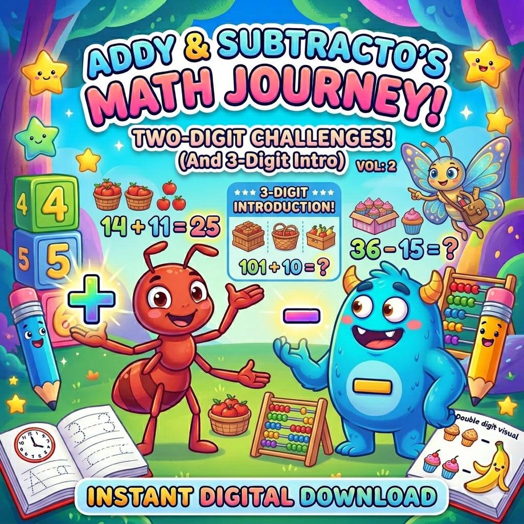 Printable Two-digit Math Workbook Kids Worksheets Addition Subtraction ...