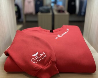 Felpa personalizzata per San Valentino • Felpa con nome personalizzato • Regalo coordinato per coppie • Felpa girocollo per San Valentino