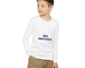Camiseta de manga larga para jóvenes "Hermano Mayor" / Anuncio de hermandad, texto azul marino