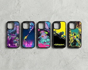 Cyberpunk Phone Case Futuristic Neon Glow Cover for iPhone 17 16 15 14 13 12 11 Pro Max, Samsung S25 S24 S23 S22 Cover
