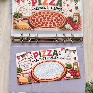 Pizza and Taco Savings Challenge | Food-Themed Cash Stuffing Tracker | Laminated Budget Challenge | A6 Savings Binder Insert