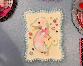 Seahorse Beanie Baby Plushie Taxidermy Wall Hanging