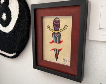 Dagger American Traditional Painting with Frame