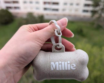Distributeur sacs à crotte personnalisé chien | Accessoire balade fait main | Cadeau maître(sse) chien