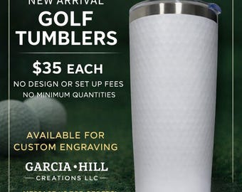 Custom Engraved Golf Ball Tumbler, Personalized Golf Gift, 20oz Insulated