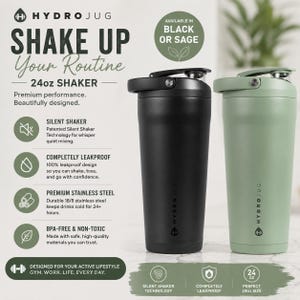 Personalized HydroJug Shaker 24oz | Custom Engraved Insulated Protein Bottle image 1