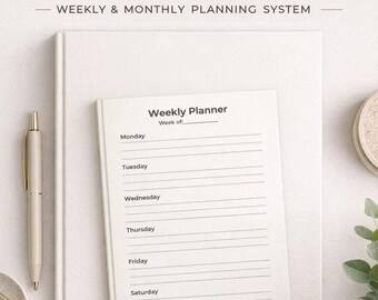 Undated Weekly/Monthly Planner | A4 Printable, Task Tracker (Digital Download)