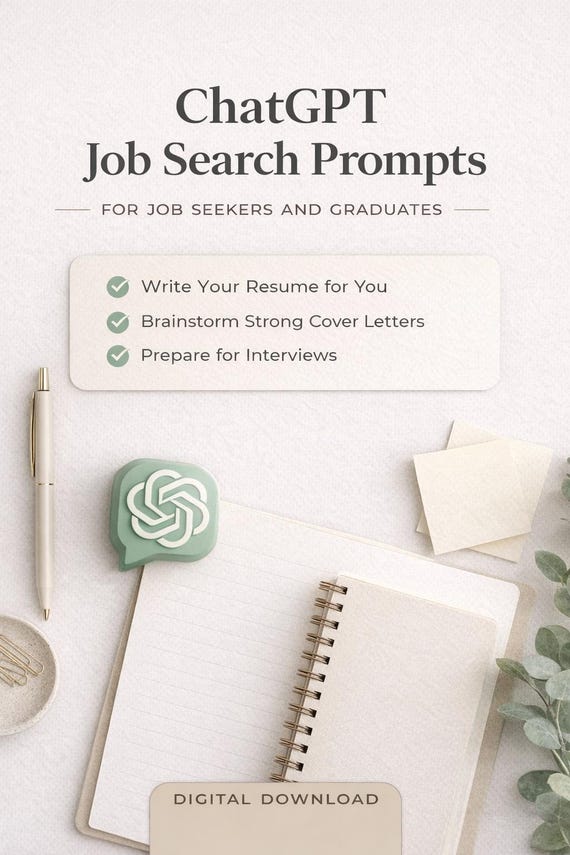 ChatGPT Job Search Prompts for Job Seekers and Graduates | Digital Download