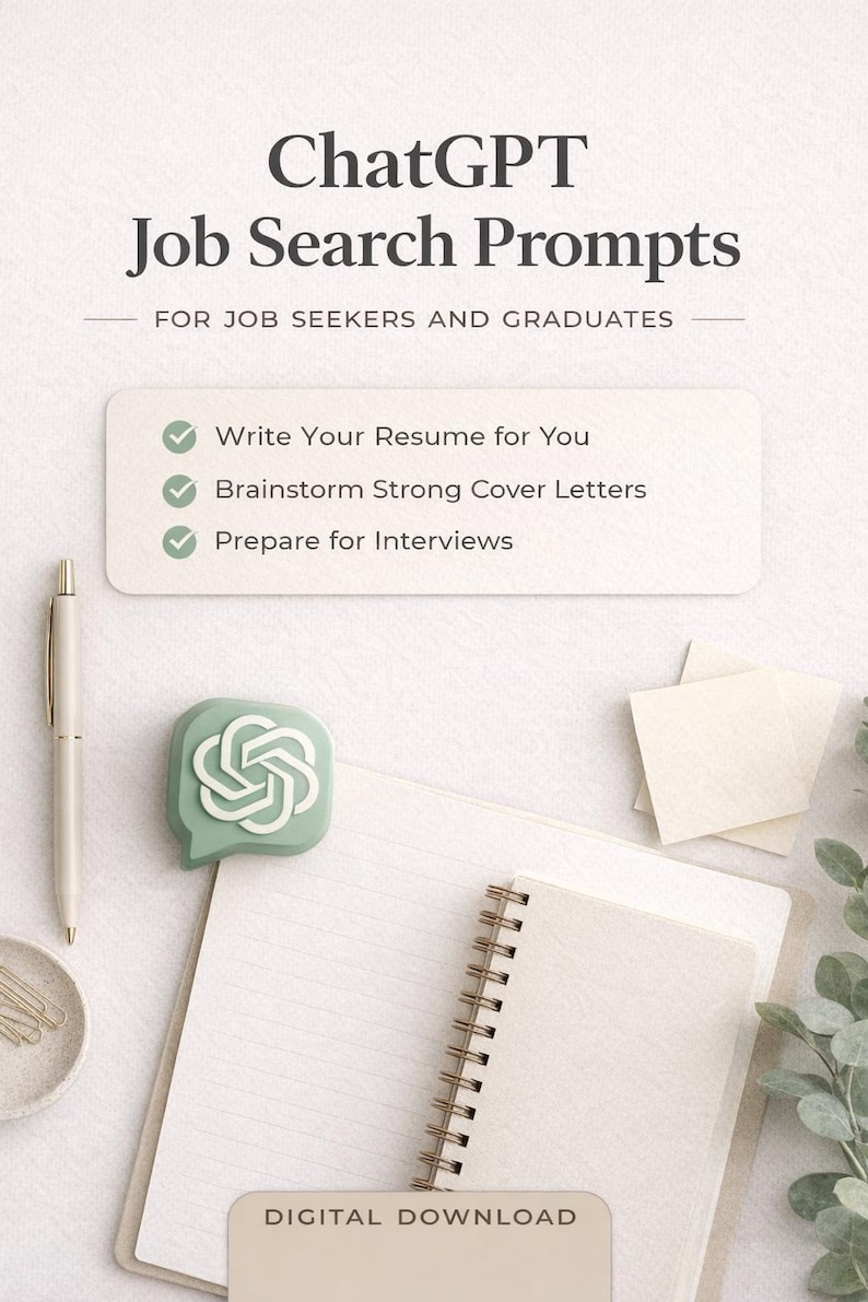 ChatGPT Job Search Prompts for Job Seekers and Graduates | Digital Download image 1