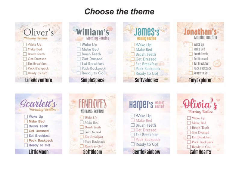 Soft Bloom Theme | Kids Routine Chart for ADHD Visual Calm Daily ...
