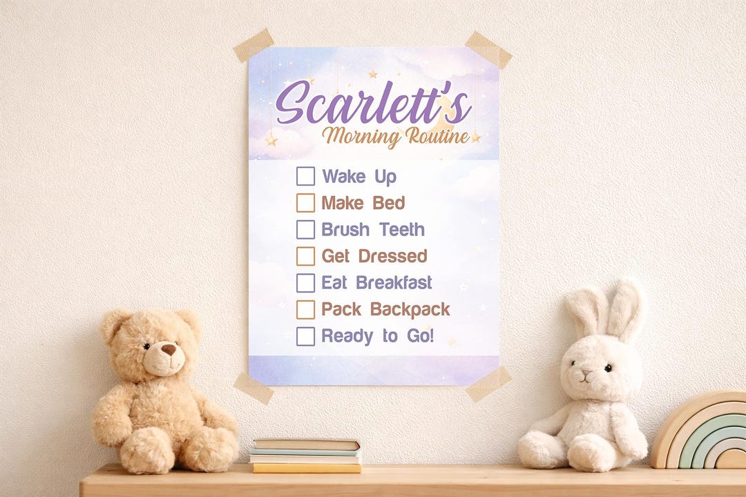 Little Moon Theme | Custom Routine Chart for Kids Calm Morning Bedtime ...