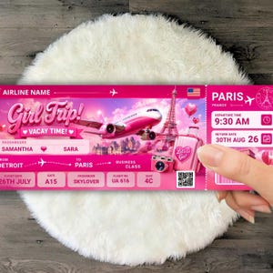 Editable Boarding Pass Template | Printable Airline Ticket Invitation | Girls Trip Boarding Pass | Canva Travel Invite | Digital Download