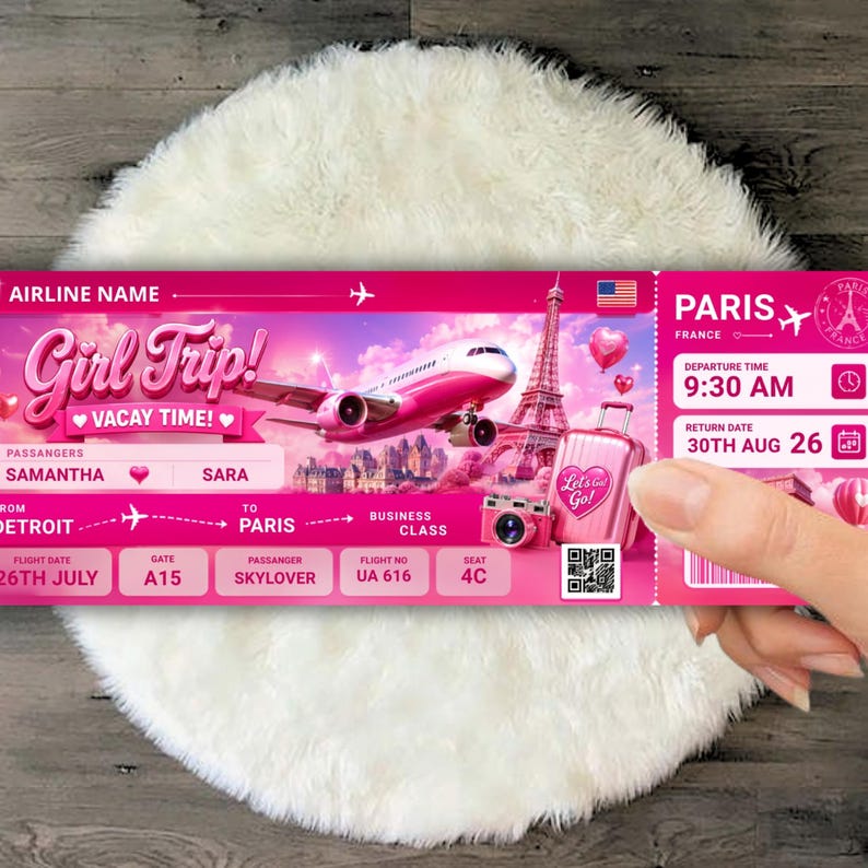 Editable Boarding Pass Template | Printable Airline Ticket Invitation | Girls Trip Boarding Pass | Canva Travel Invite | Digital Download