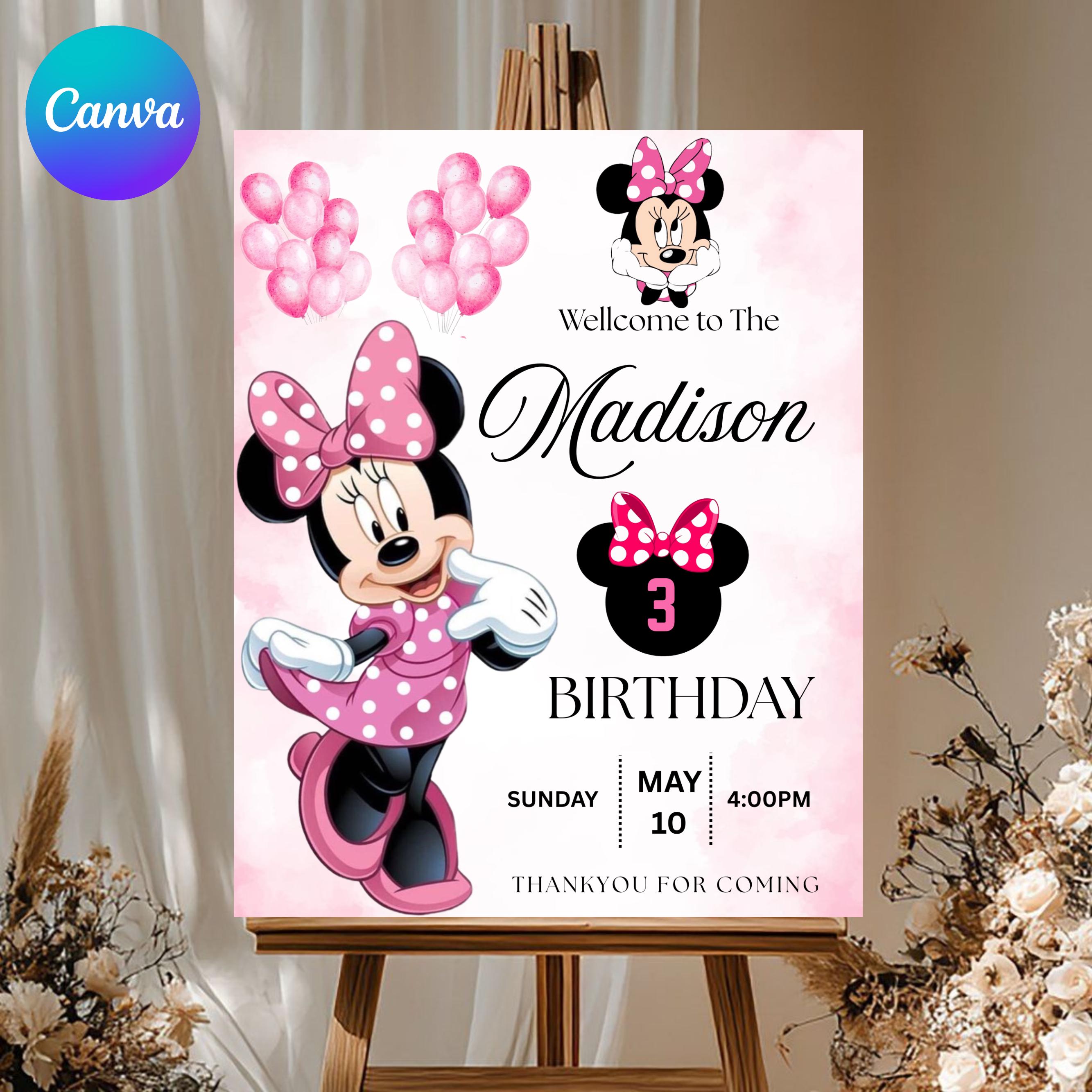 Poster Minnie Mouse Stile Retrò, Rosa, 40 X 50 Cm – Stampa Da Parete Ufficiale Walt Disney