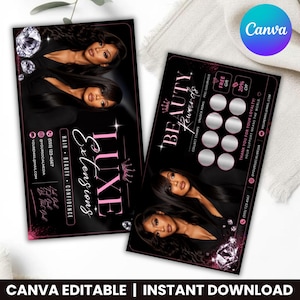 Beauty Loyalty Card Template, Salon Rewards Card, Nail Lash Hair Loyalty Card, Editable Canva Business Card, Digital Download