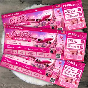 Editable Boarding Pass Template | Printable Airline Ticket Invitation | Girls Trip Boarding Pass | Canva Travel Invite | Digital Download