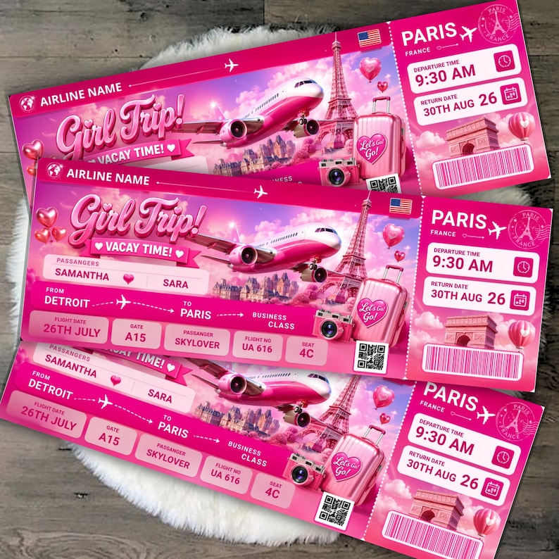 Editable Boarding Pass Template | Printable Airline Ticket Invitation | Girls Trip Boarding Pass | Canva Travel Invite | Digital Download