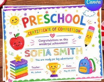 Certificado editable de paso a preescolar, certificado de paso a preescolar, diploma de graduación de preescolar, plantilla de certificado para niños