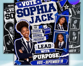 Student Council Campaign Flyer, School Election Poster, Vote for President Flyer, Student Election Canva Template, DIY Text