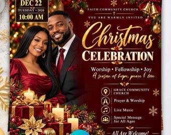 Christmas Party Flyer Template, Editable Canva Holiday Party Invitation, Christmas Club DJ Event Flyer, Digital Download
