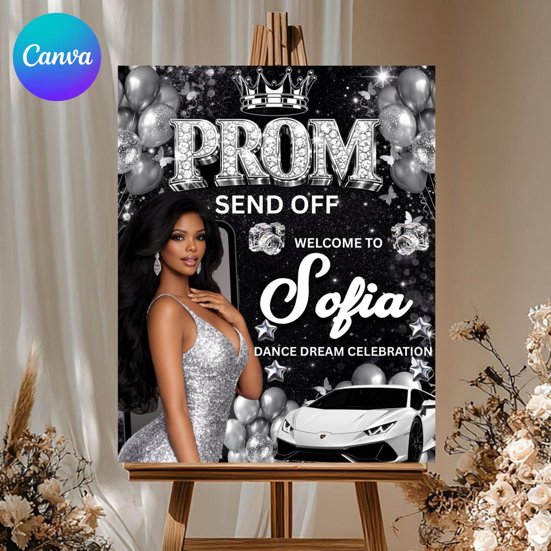 Post Prom Sign Black Silver Prom Welcome Sign, Prom Send off Entrance Poster, Elegant ...