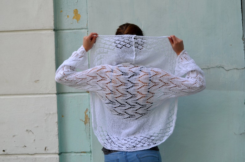 Lace summer shrug long sleeve bolero knit woman/'s bolero Knit bridal shrug sweater white shrug SALE Jacket Long Sleeves