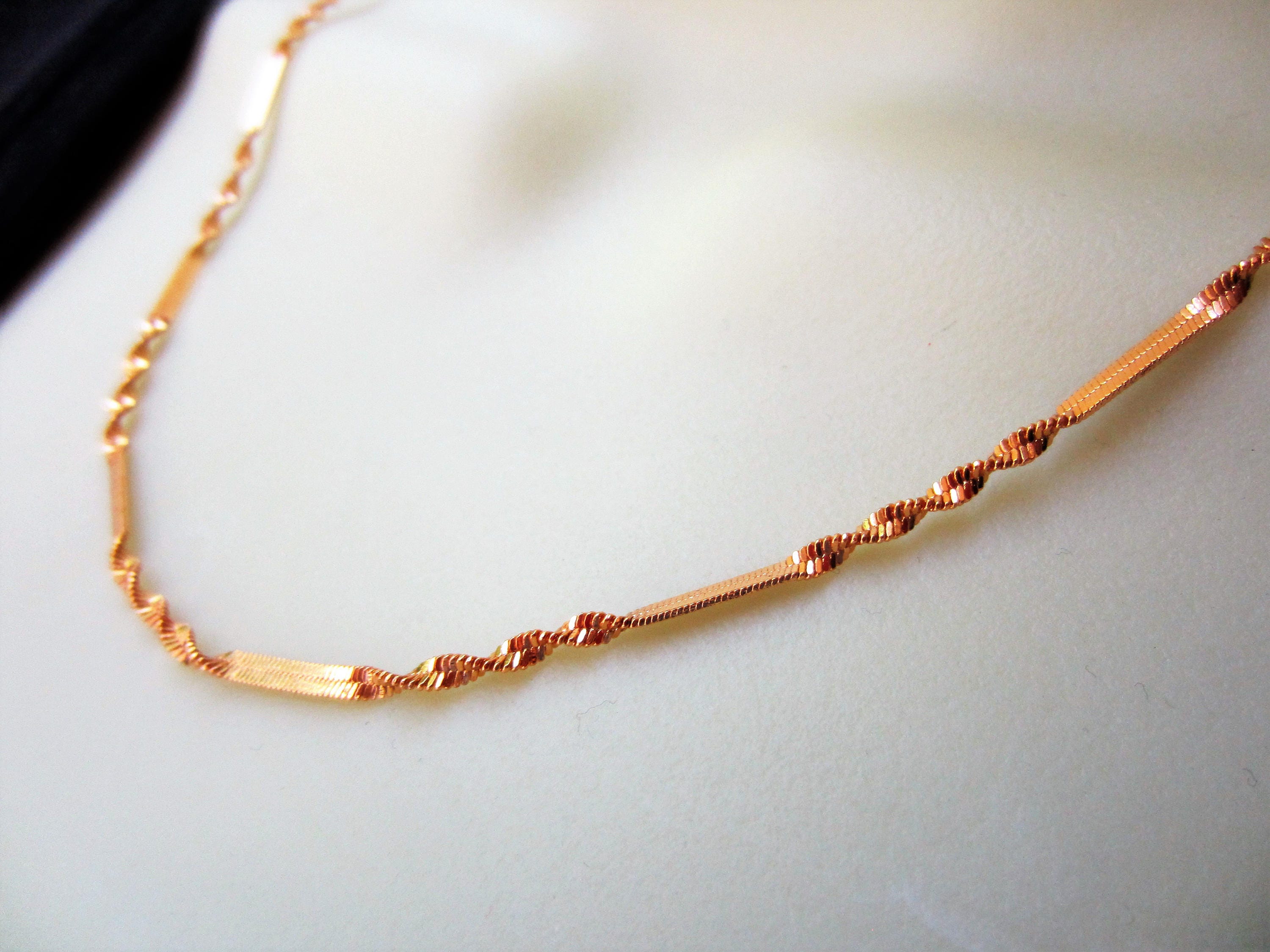 Twisted Herringbone Necklace Gold Chain Necklace Everyday Etsy