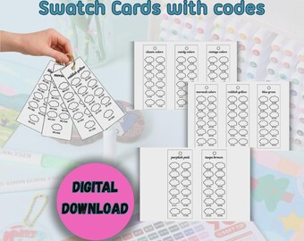 Languo x Qimiart 96-kleuren klikpotlood staalkaart afdrukbare pdf | Blanco met codes Color Tracker | Directe download van één pagina