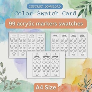 Languo 99-tones Gel Pen Swatch Page Chart Template PDF-Printable Color Tracker, A4/US Letter, Blank Codes, Instant Digital Download