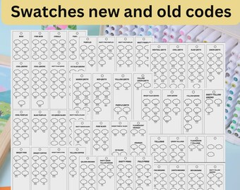 Ohuhu Honolulu 320 Chromatische Kleurstalen Sjabloon - Nieuwe & Oude Codes met Namen, Organizerkaart voor Alcoholmarkers, Directe Digitale Download