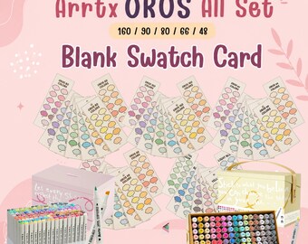 Arrtx OROS alle staalkaart 160 90 80 66 48 kleuren | Blanco met codes | Kleurenkaart alcoholmarker | Sjabloon markeringsstaal | Chromatisch blad