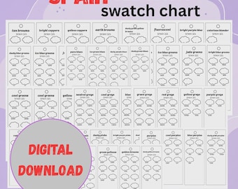 SFAIH 321-kleuren alcoholmarker kleurenpalet, afdrukbaar PDF-bestand, blanco met codes (320 + Blender), A4/US Letter
