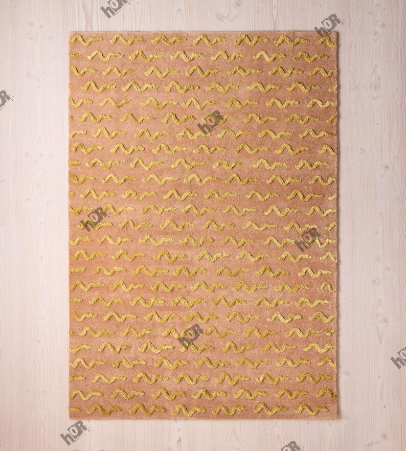6x8 Hand Tufted Wool Zigzag Pattern Rug | Textured Modern Area Rug ...