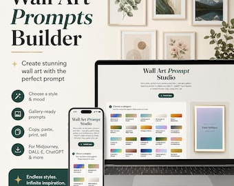 Wall Art Prompt Builder – AI Prompt Generator for Midjourney, ChatGPT, Nano Banana, Whisk, DALL·E, Flux & More