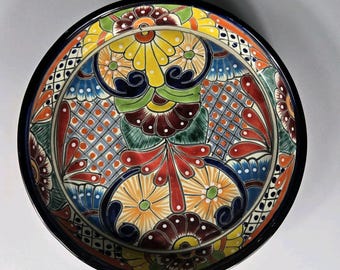 Talerz Talavera Pottery, meksykańska sztuka, wielokolorowy, 12 x 1,5 cala
