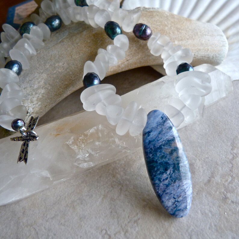 Blue Sky Jasper Pendant With Natural Rock Crystal Quartz and Etsy
