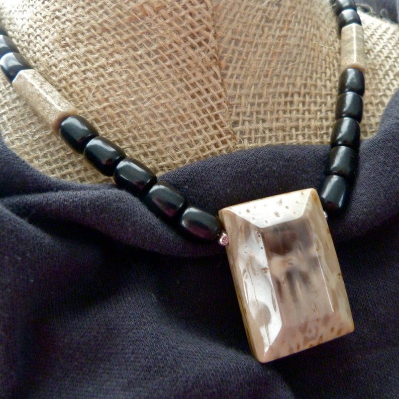 Stunning Texas Petrified Palm Wood Pendant With Fossil Coral Etsy