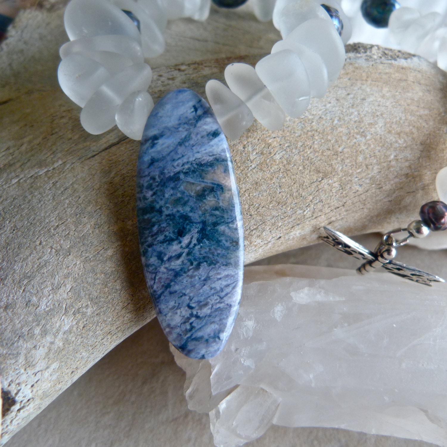 Blue Sky Jasper Pendant With Natural Rock Crystal Quartz and Etsy