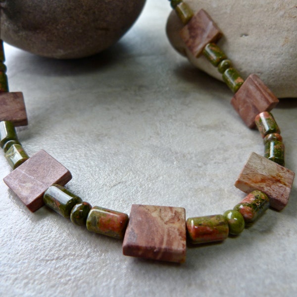 RESERVED FOR ANNA: All proceeds to Natalie who lost her home in the Santa Rosa fires -Earthy Unakite Red Creek Jasper Organic Necklace