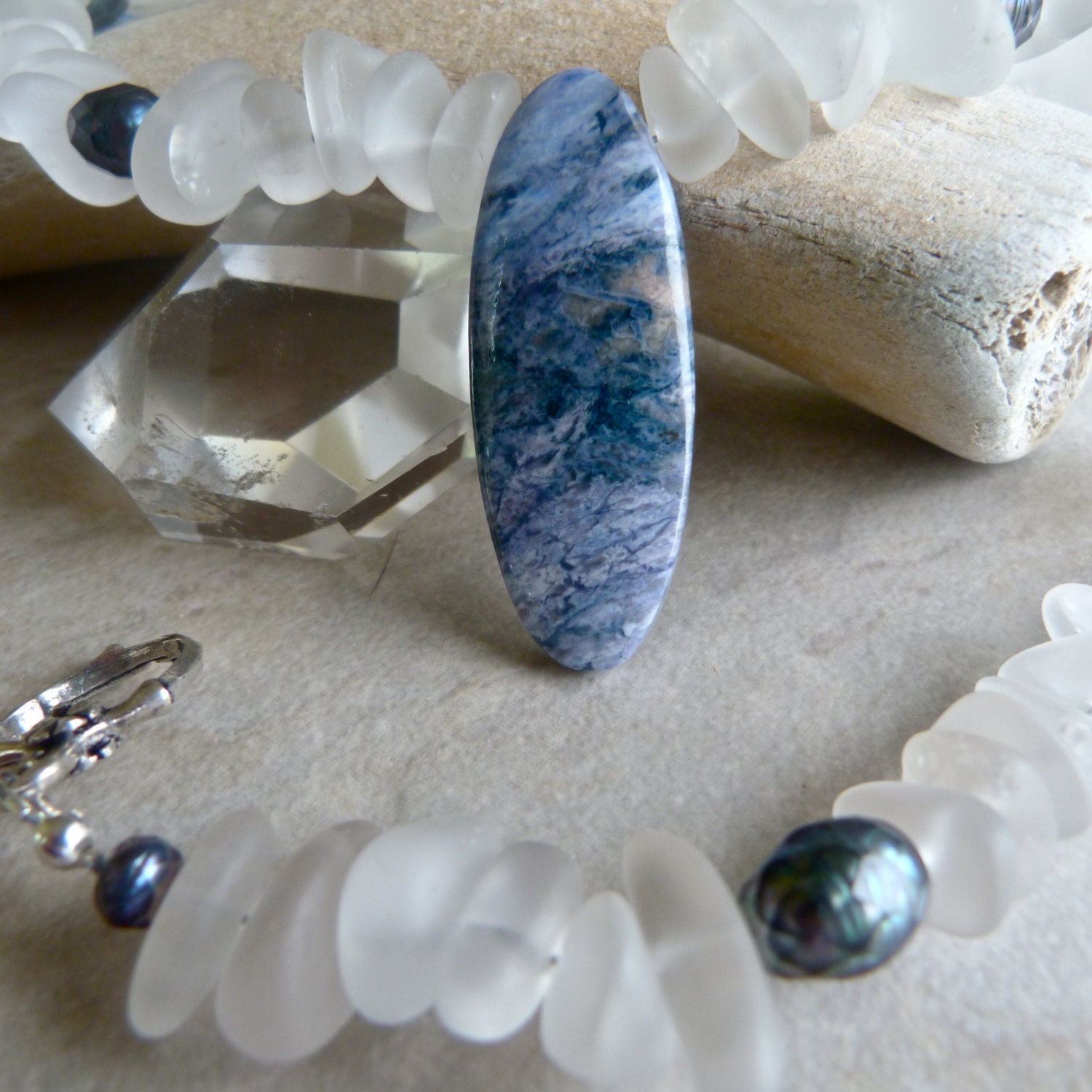 Blue Sky Jasper Pendant With Natural Rock Crystal Quartz and Etsy