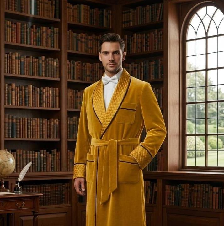 Mens Dressing Gown Gold - Etsy