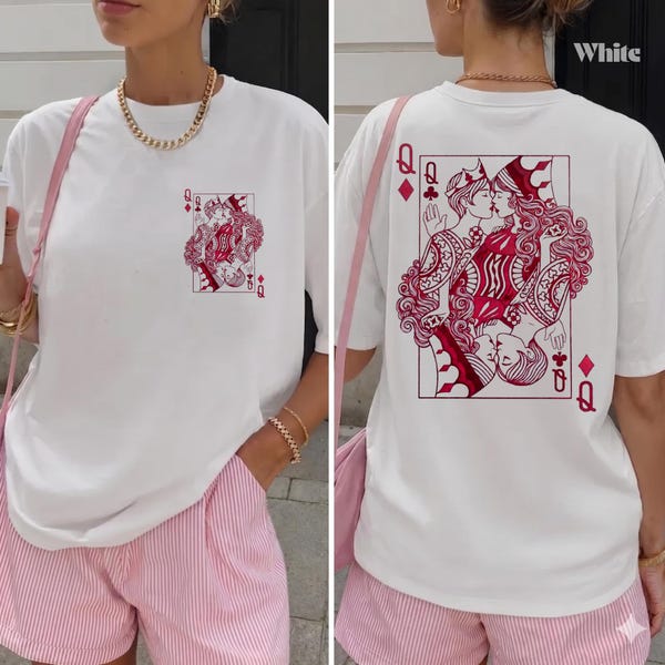 Maglietta vintage orgoglio lesbico, abbigliamento estetico queer, maglietta saffica WLW, regalo discreto per l'orgoglio lesbico, maglietta grafica in stile tarocchi retrò, due regine
