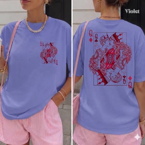 Lesbisk Pride Vintage-T-shirt Queer Estetiska Kläder Sapphic WLW T-shirt Subtil Lesbisk Pride-Gåva Retro Tarotstil Grafisk T-shirt Två Drottningar Violet