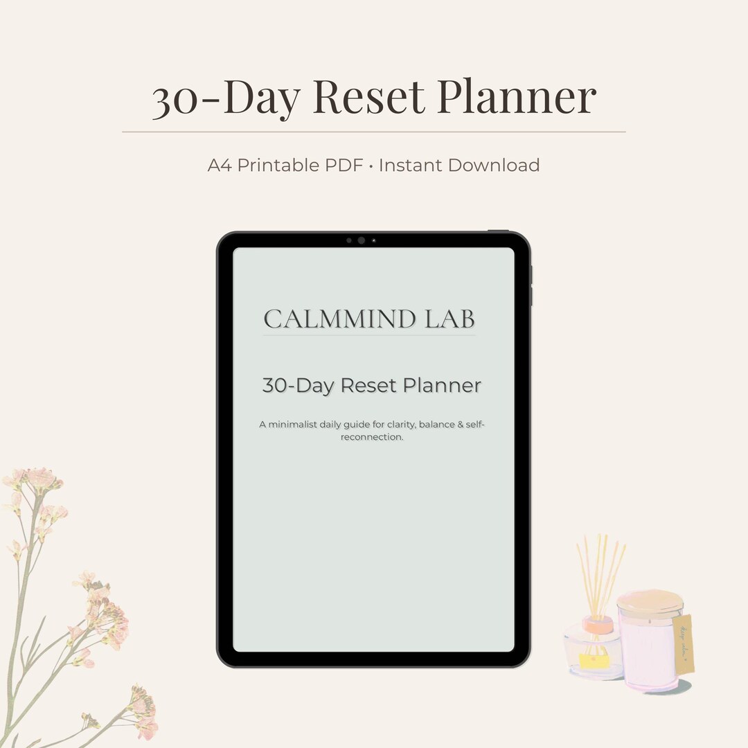 30-day Reset Planner | Minimalist Digital Journal for Clarity, Self ...