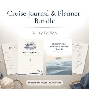 Cruise Planner Bundle, 7 Day Cruise Journal & Packing List, Vacation Organizer (Printable PDF)