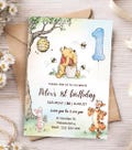 Winnie-the-Pooh First Birthday Invitation, Editable Canvas Template (6 x 8 inches). High Quality product logo