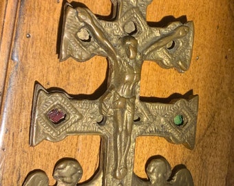 Antique 1800s Caravaca Cross. Historic Bronze Spanish Vera Cruz Double ...
