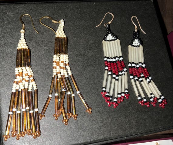 Native American beadwork earrings - image 1
