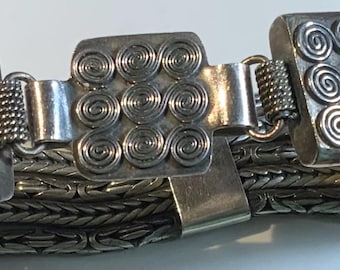 Vintage sterling silver Byzantine five chains bracelet